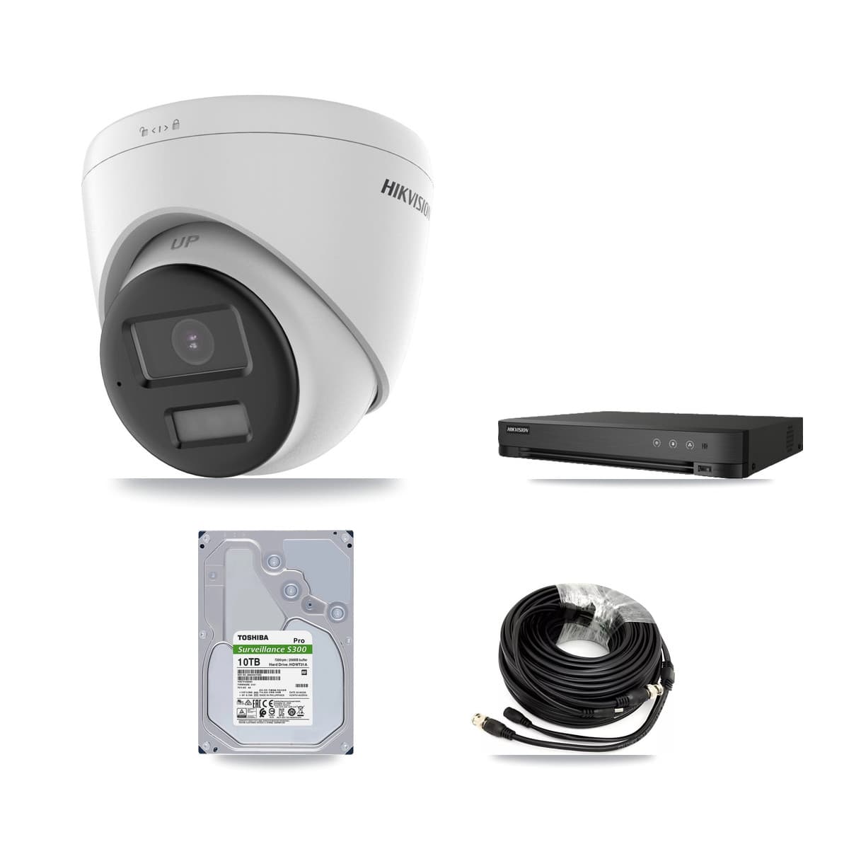 Hikvision 8-Channel 5MP CCTV Kit — 5 DS-2CE78K0T-LPTS + 2 DS-2CE78K0T-LTS Turret Cameras + 10TB Recording (IDS-7208HUHI-M1/E Recorder) - Image 1
