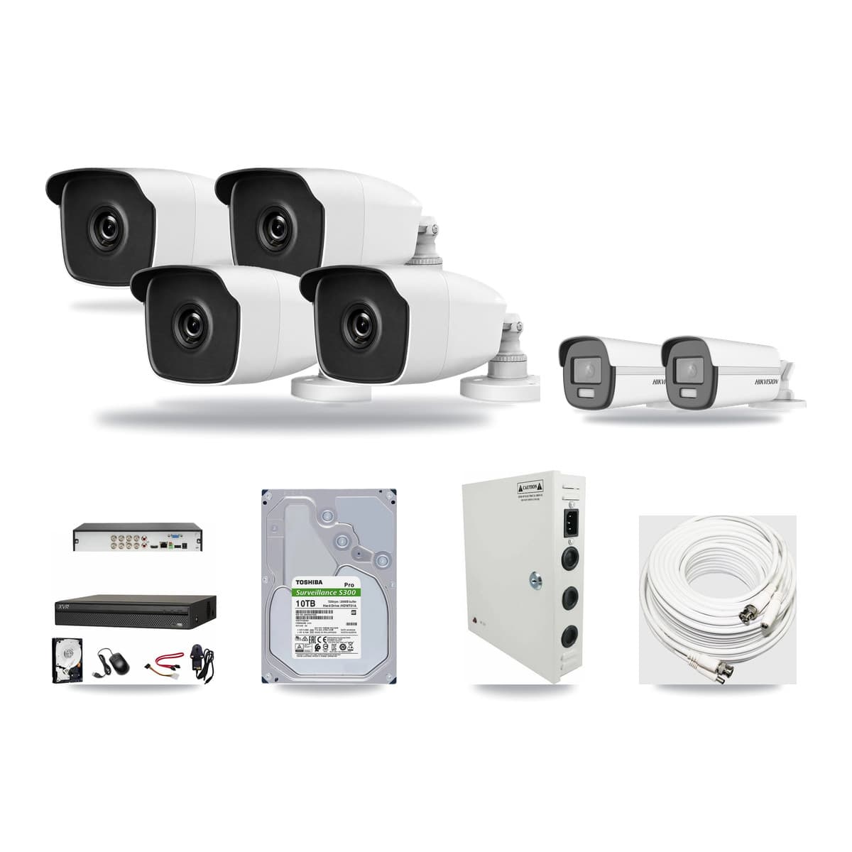8-Channel 3MP – 4K CCTV Kit — 2 Hikvision 4K + 4 HiLook 3MP Bullet Cameras + 10TB Recording - Image 1