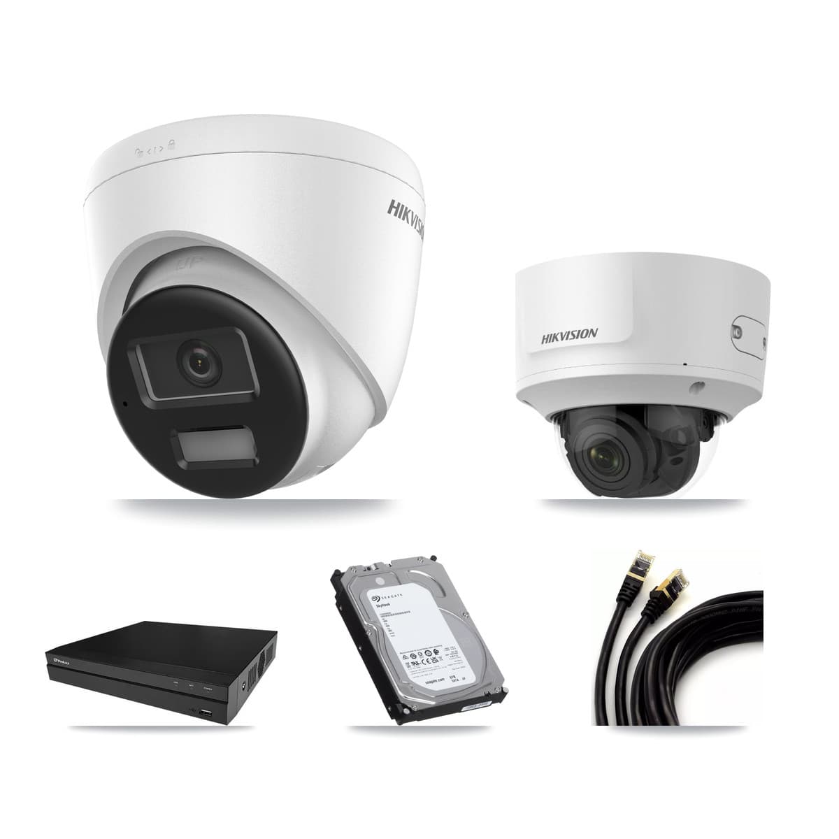 Hikvision & Prolux 8-Channel 2MP – 4K CCTV Kit — 2 4K Turret + 1 2MP Dome Cameras + 6TB Recording