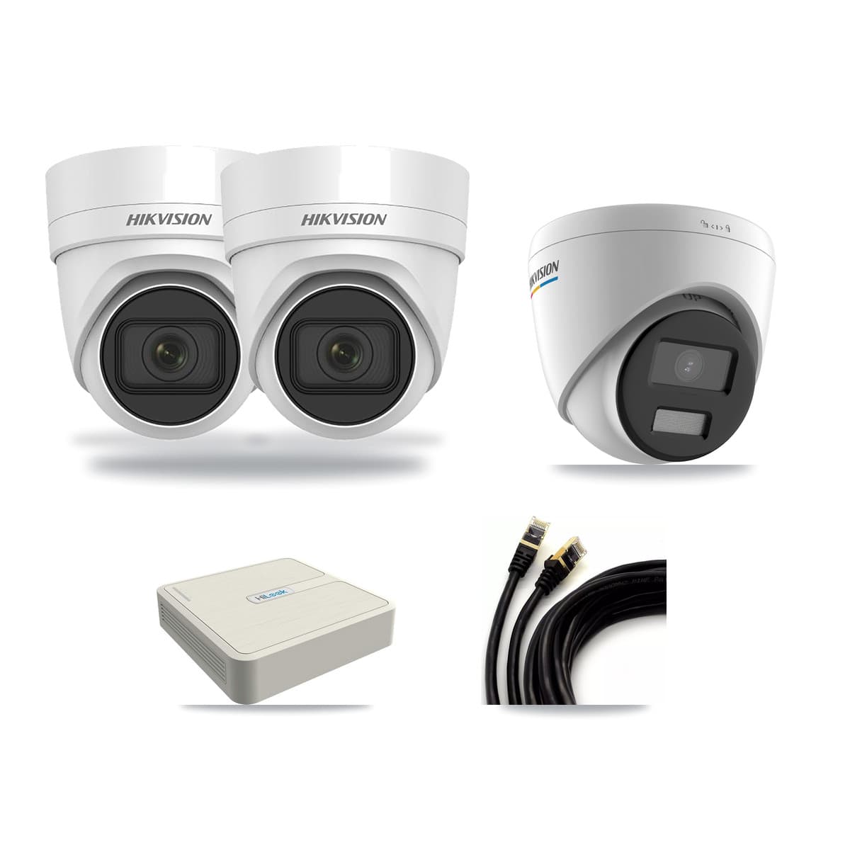 Hikvision & HiLook 8-Channel 2MP – 4MP CCTV Kit — 1 DS-2CD1327G2 2MP + 2 DS-2CD2H45FWD 4MP Turret Cameras + 3TB Recording - Image 1