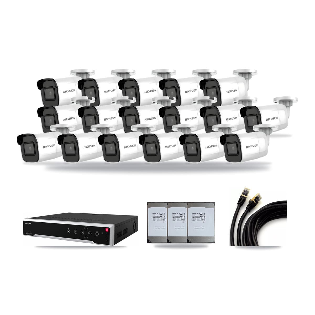 Hikvision 32-Channel 4K CCTV Kit — 17 Bullet Cameras + 3× 14TB Recording - Image 1