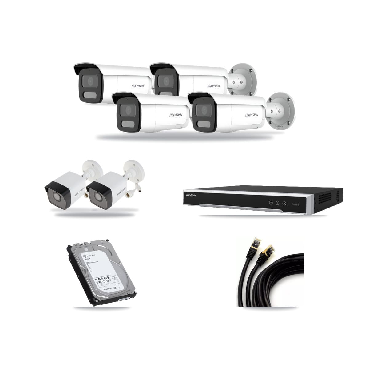 Hikvision 8-Channel 4MP – 5MP CCTV Kit — 2 5MP + 4 4MP Bullet Cameras + 6TB Recording (DS-7608NI-M2 Recorder) - Image 1
