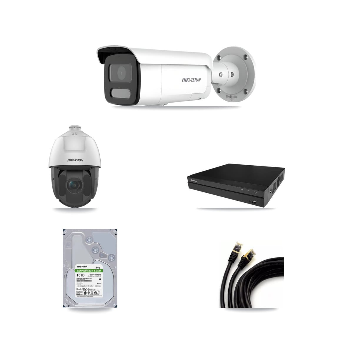 Hikvision & Prolux 8-Channel 2MP – 4MP CCTV Kit — 7 4MP Bullet + 1 2MP PTZ Cameras + 10TB Recording