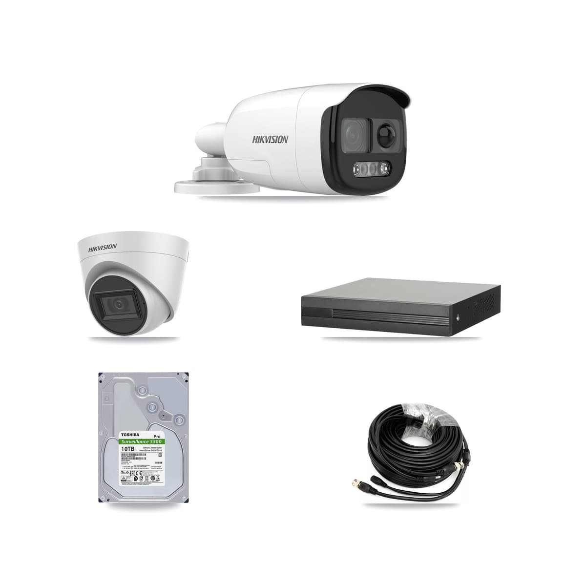 Hikvision 8-Channel 5MP CCTV Kit — 4 Bullet + 4 White Turret Cameras + 10TB Recording (XVR-3108HS Recorder)