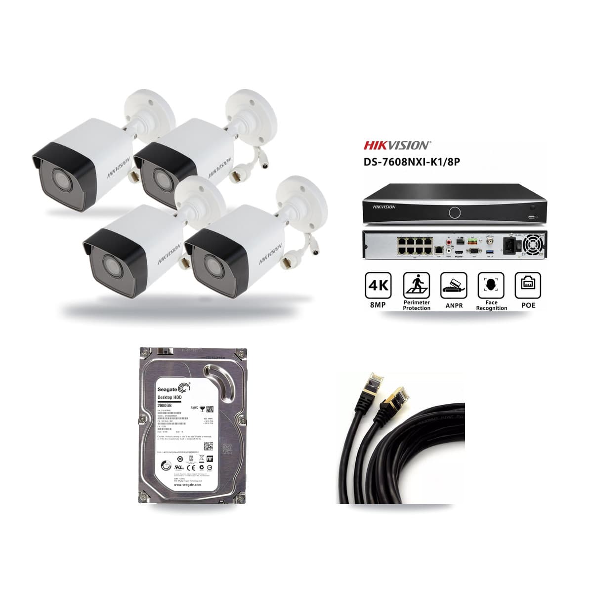 Hikvision 8-Channel 5MP CCTV Kit — 4 Bullet Cameras + 2TB Recording - Image 1
