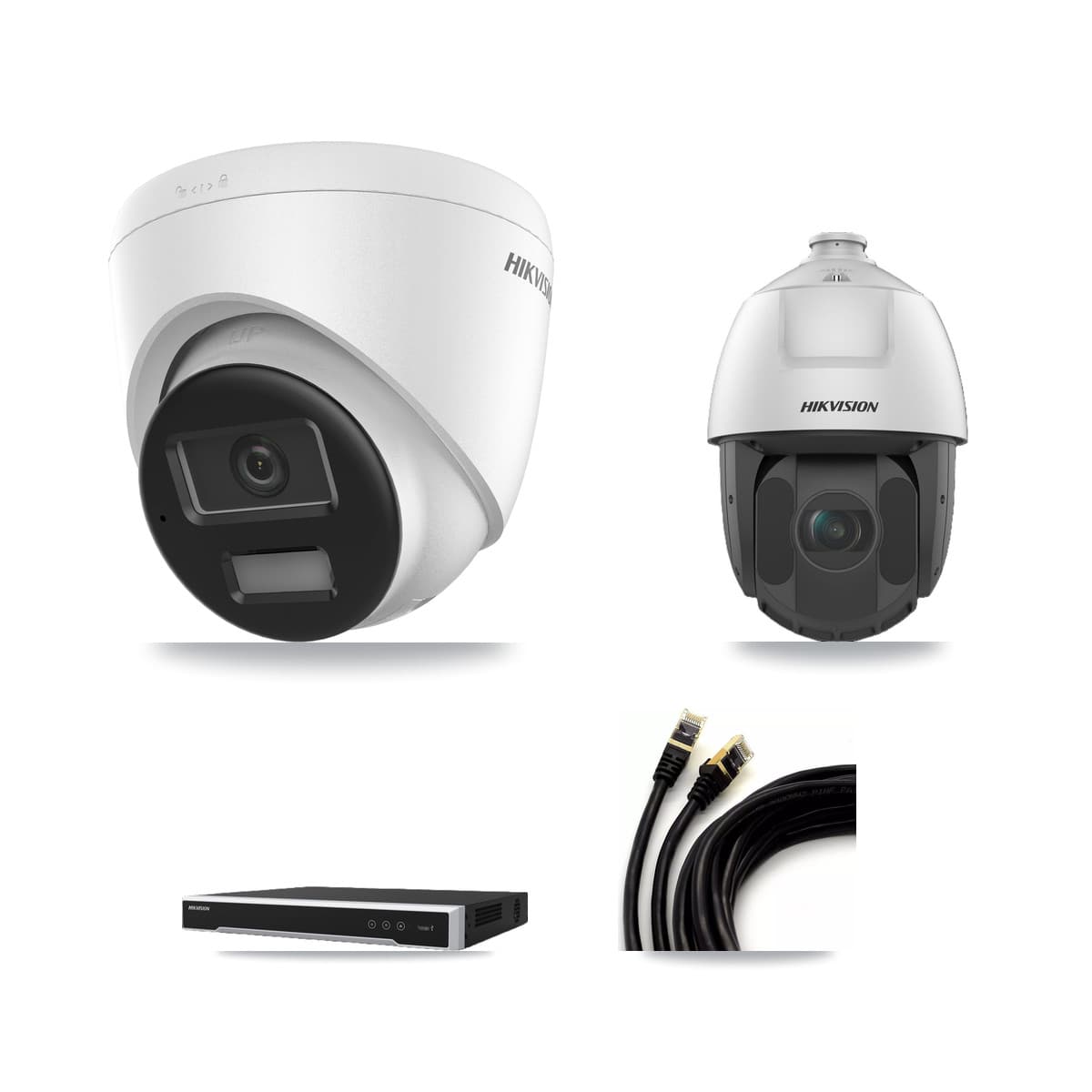 Hikvision 8-Channel 2MP – 4K CCTV Kit — 1 4K Turret + 1 2MP PTZ Cameras + 3TB Recording (DS-7608NI-M2 Recorder)