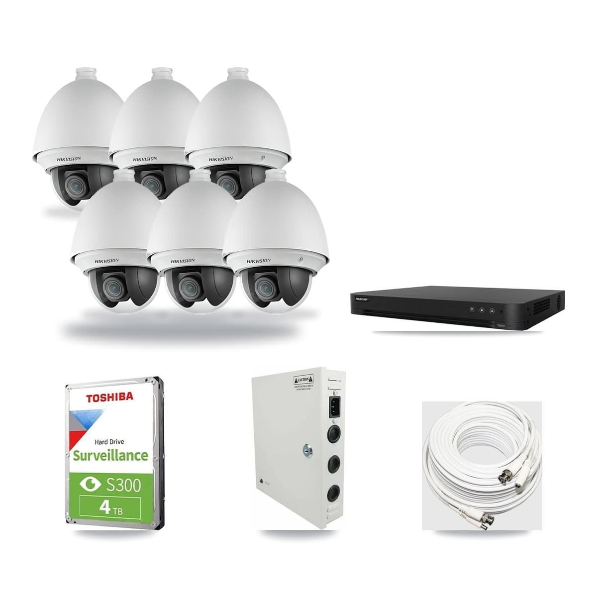 Hikvision 16-Channel 2MP CCTV Kit — 6 DS-2AE4225T PTZ Cameras + 4TB Recording (DS-7216HGHI Recorder) - Image 1