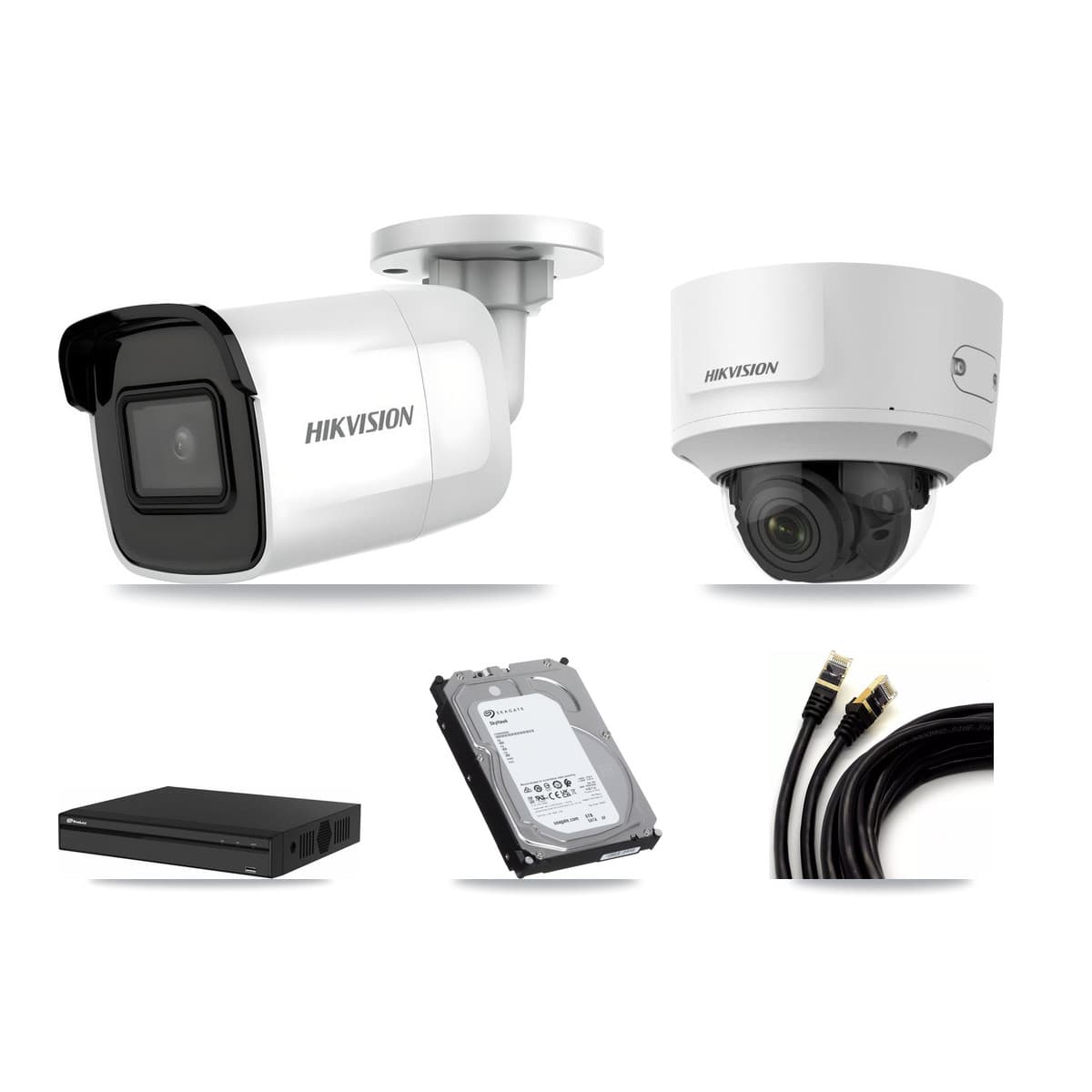 Hikvision & Prolux 4-Channel 2MP – 4K CCTV Kit — 2 4K Bullet + 1 2MP Dome Cameras + 6TB Recording