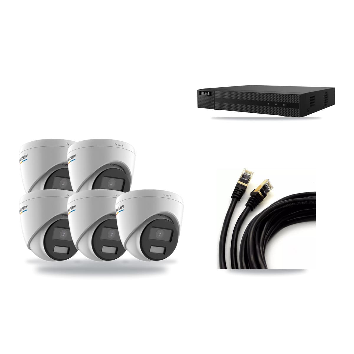 Hikvision & HiLook 8-Channel 2MP CCTV Kit — 5 Turret Cameras + 3TB Recording (NVR-108MH-D Recorder) - Image 1