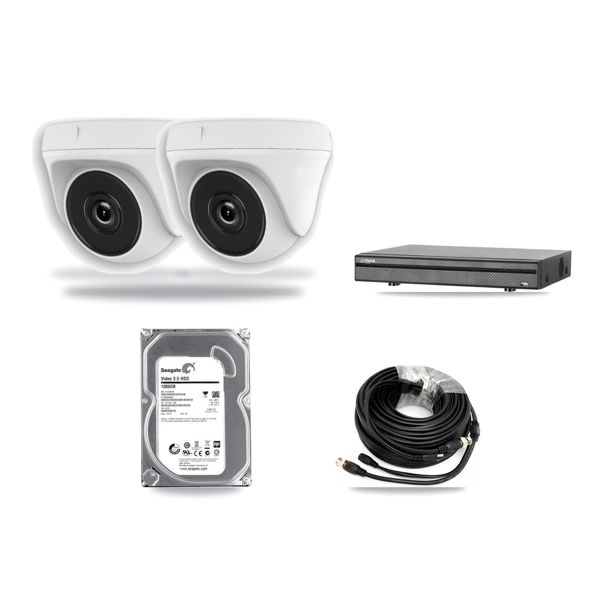 Dahua 8-Channel 2MP CCTV Kit — 2 White Dome Cameras + 1TB Recording (DH-XVR5108H Recorder) - Image 1