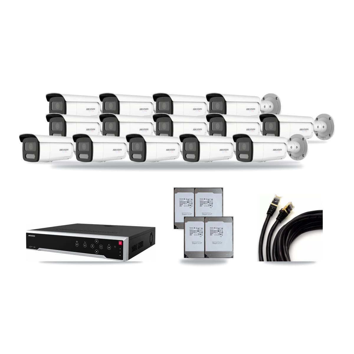 Hikvision 32-Channel 4K CCTV Kit — 14 Bullet Cameras + 4× 14TB Recording - Image 1
