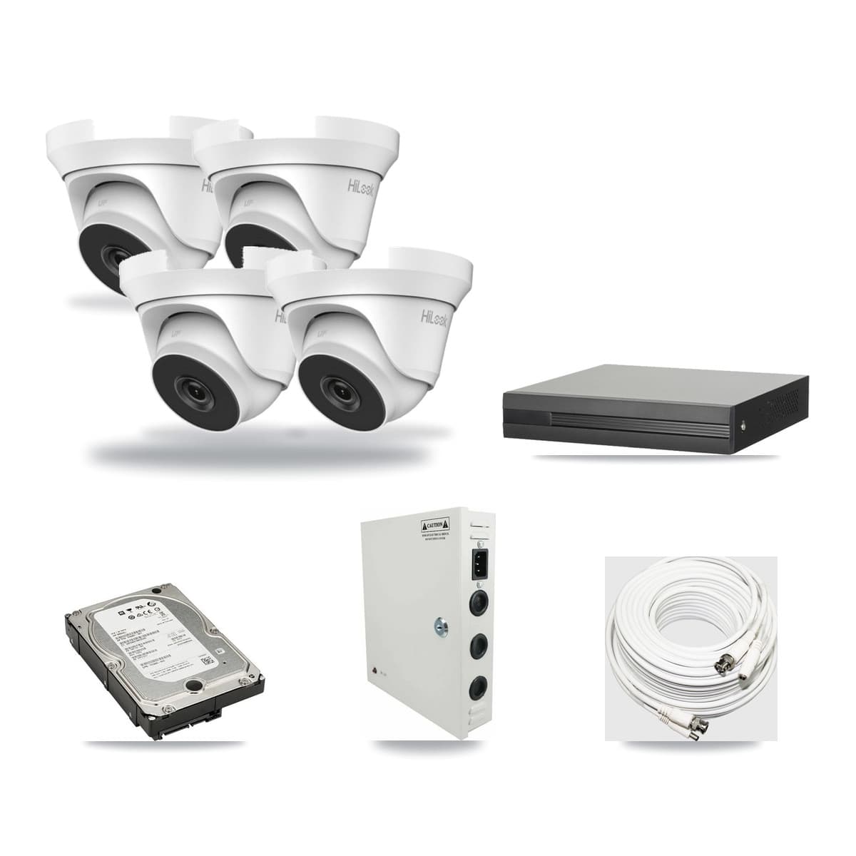 4-Channel 4MP CCTV Kit — 4 HiLook Turret Cameras + 5TB Recording - Image 1