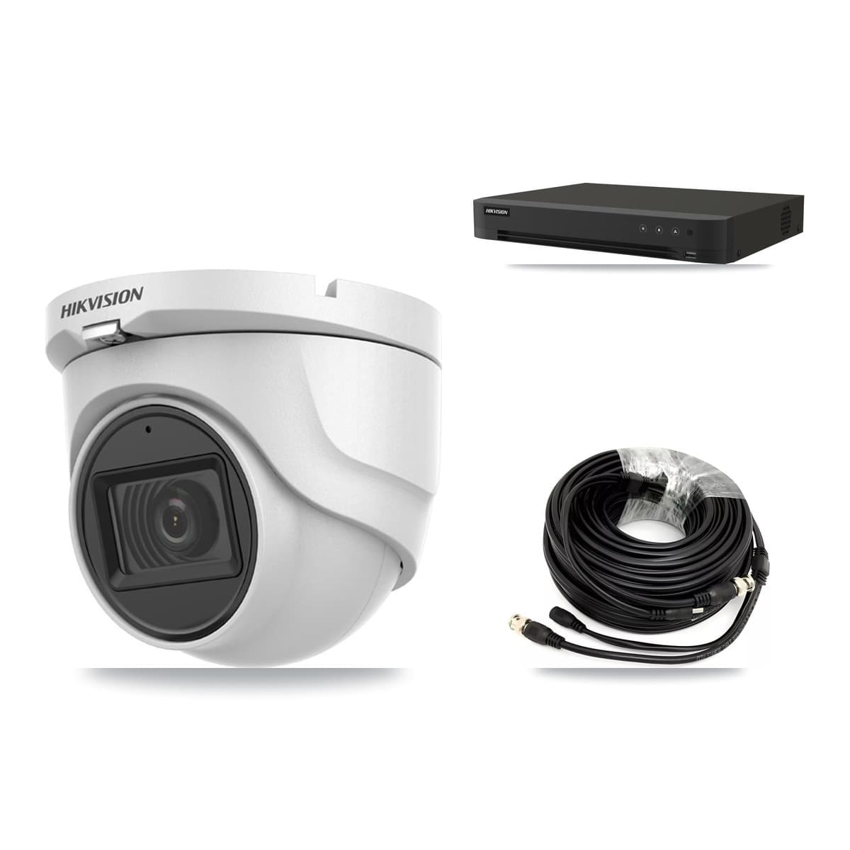 Hikvision 8-Channel 5MP CCTV Kit — 6 DS-2CE76H0T-ITMFS Turret Cameras + 8TB Recording (IDS-7208HUHI-M1/XT Recorder) - Image 1