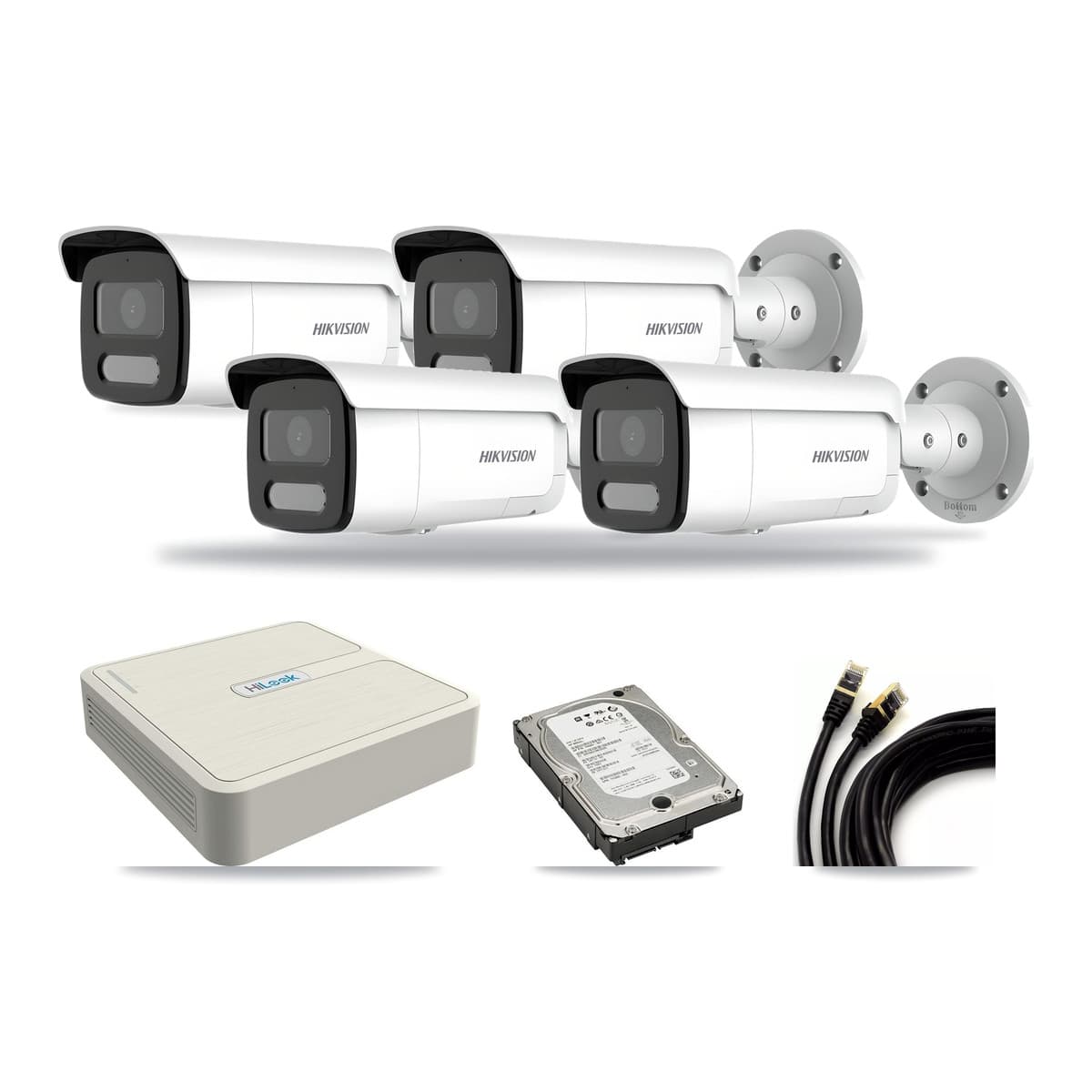 Hikvision & HiLook 8-Channel 4MP CCTV Kit — 4 Bullet Cameras + 5TB Recording (NVR-108H-D Recorder) - Image 1