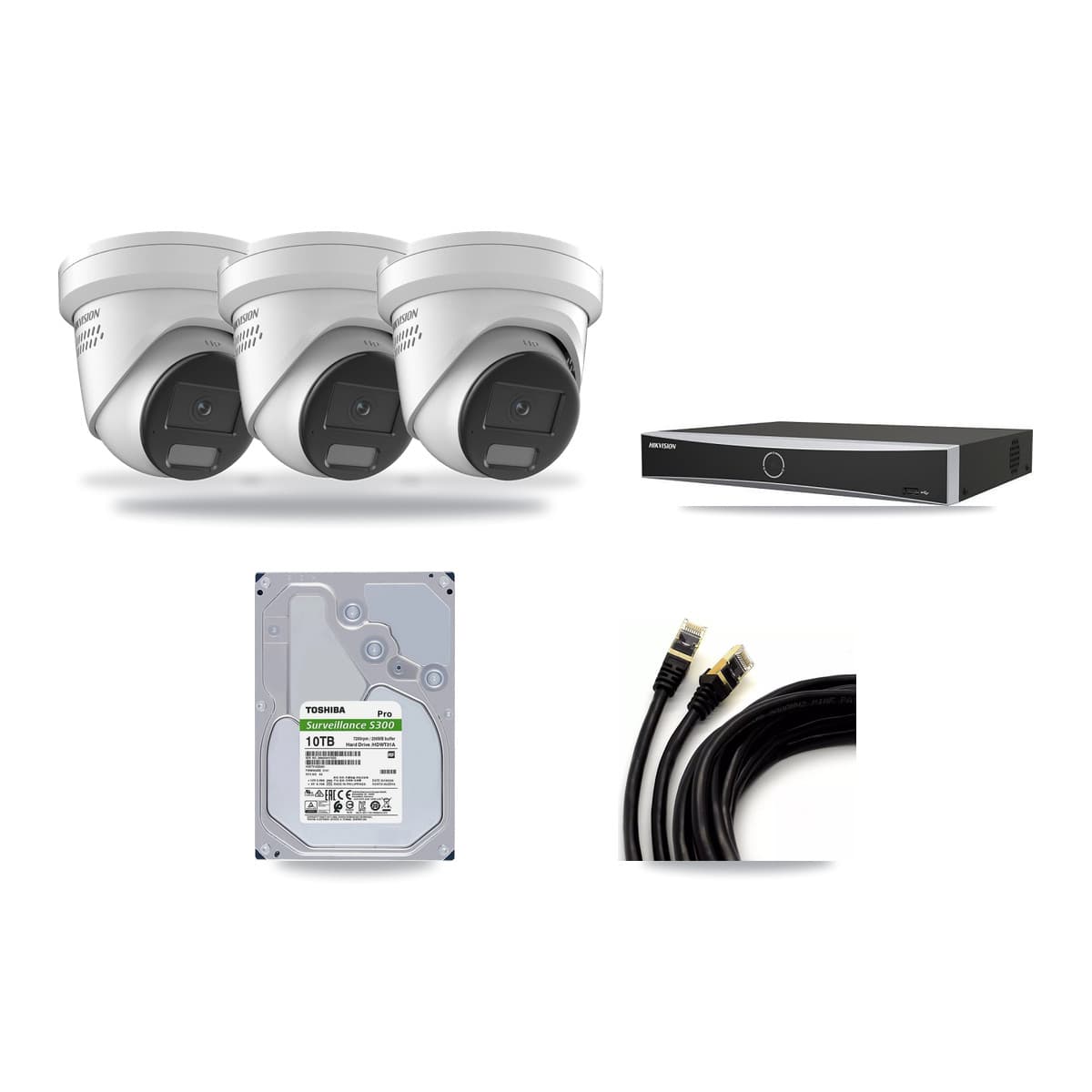 Hikvision 4-Channel 4K CCTV Kit — 3 DS-2CD2387G2H Turret Cameras + 10TB Recording - Image 1