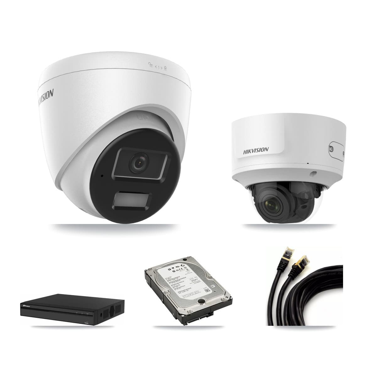 Hikvision & Prolux 4-Channel 2MP – 4MP CCTV Kit — 3 4MP Turret + 1 2MP Dome Cameras + 5TB Recording