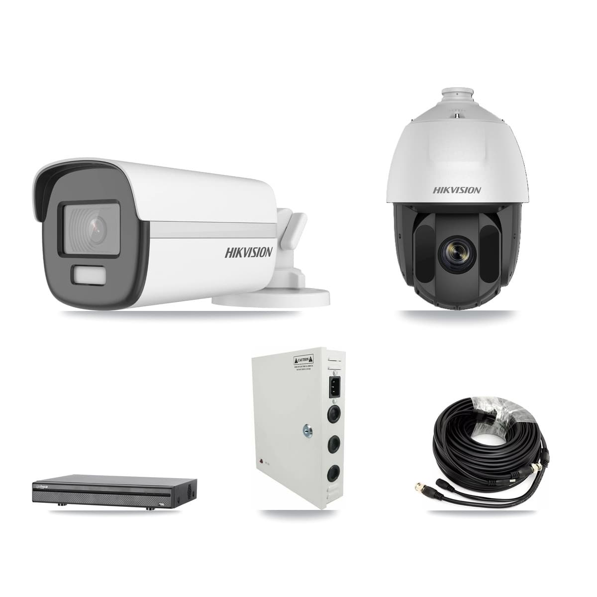 Hikvision & Dahua 8-Channel 2MP – 4K CCTV Kit — 1 2MP PTZ + 3 4K Bullet Cameras + 8TB Recording (DH-XVR5108H Recorder) - Image 1