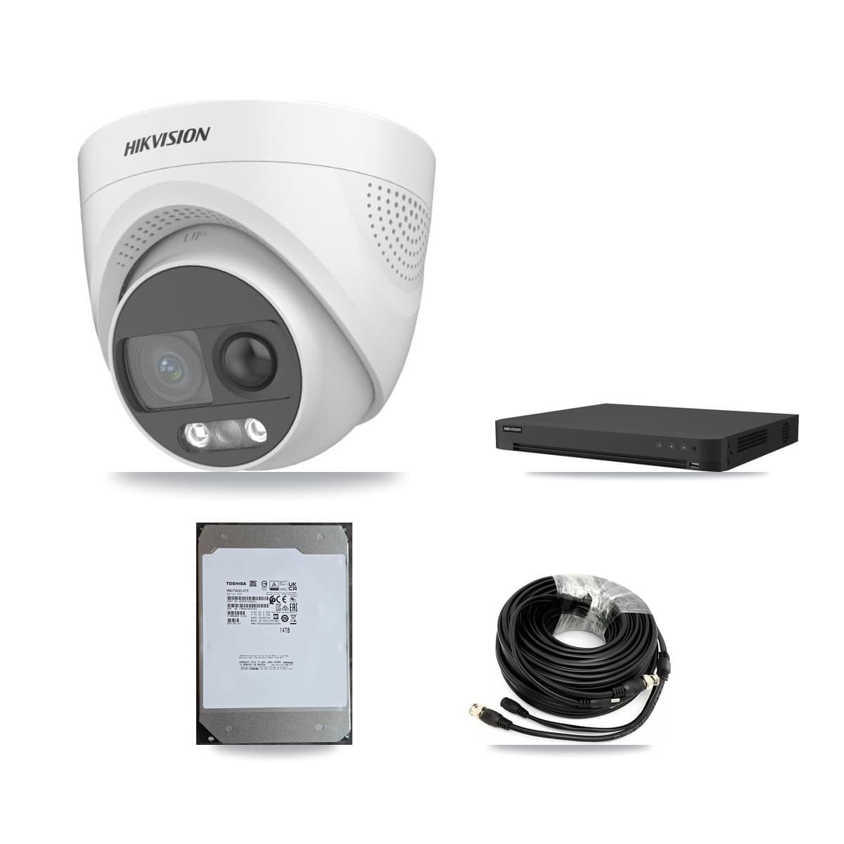 Hikvision 16-Channel 5MP CCTV Kit — 6 DS-2CE72KF3T Turret Cameras + 14TB Recording