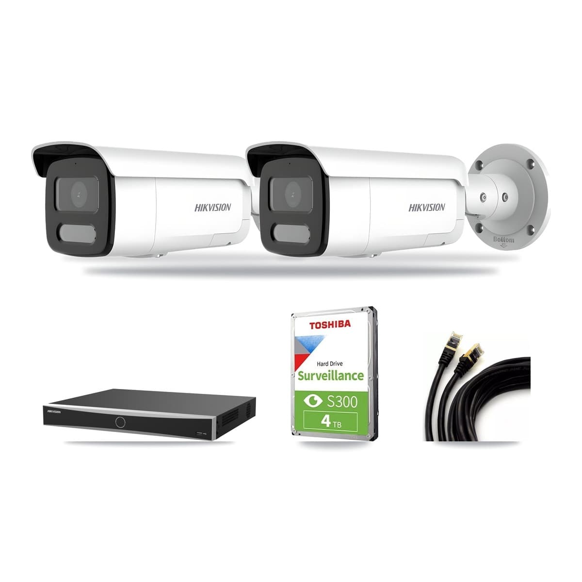 Hikvision 16-Channel 4MP – 4K CCTV Kit — 1 4MP + 1 White 4K Bullet Cameras + 4TB Recording (DS-7616NXI Recorder) - Image 1
