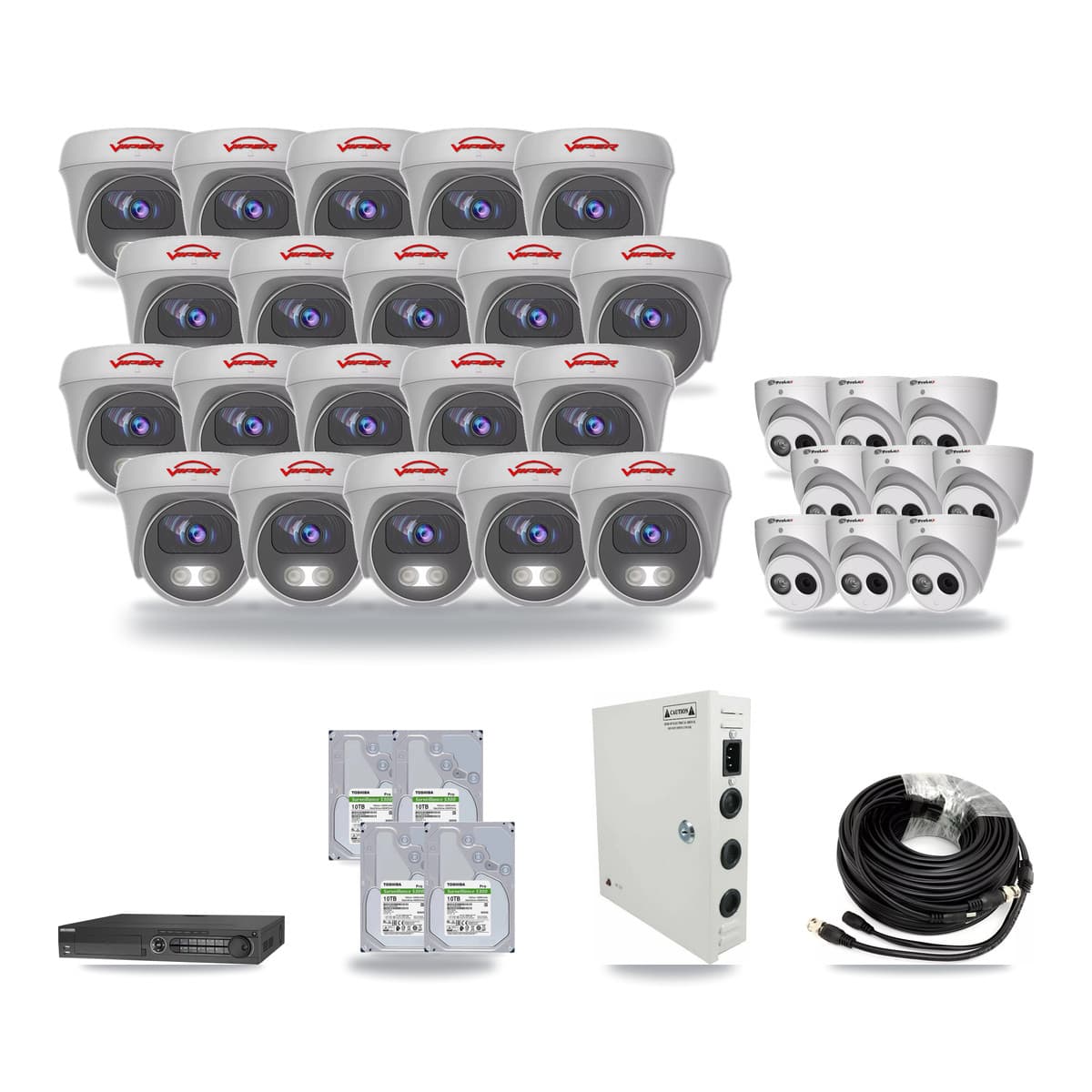 32-Channel 4MP – 5MP CCTV Kit — 9 4MP Turret + 20 5MP Cameras + 4× 10TB Recording - Image 1
