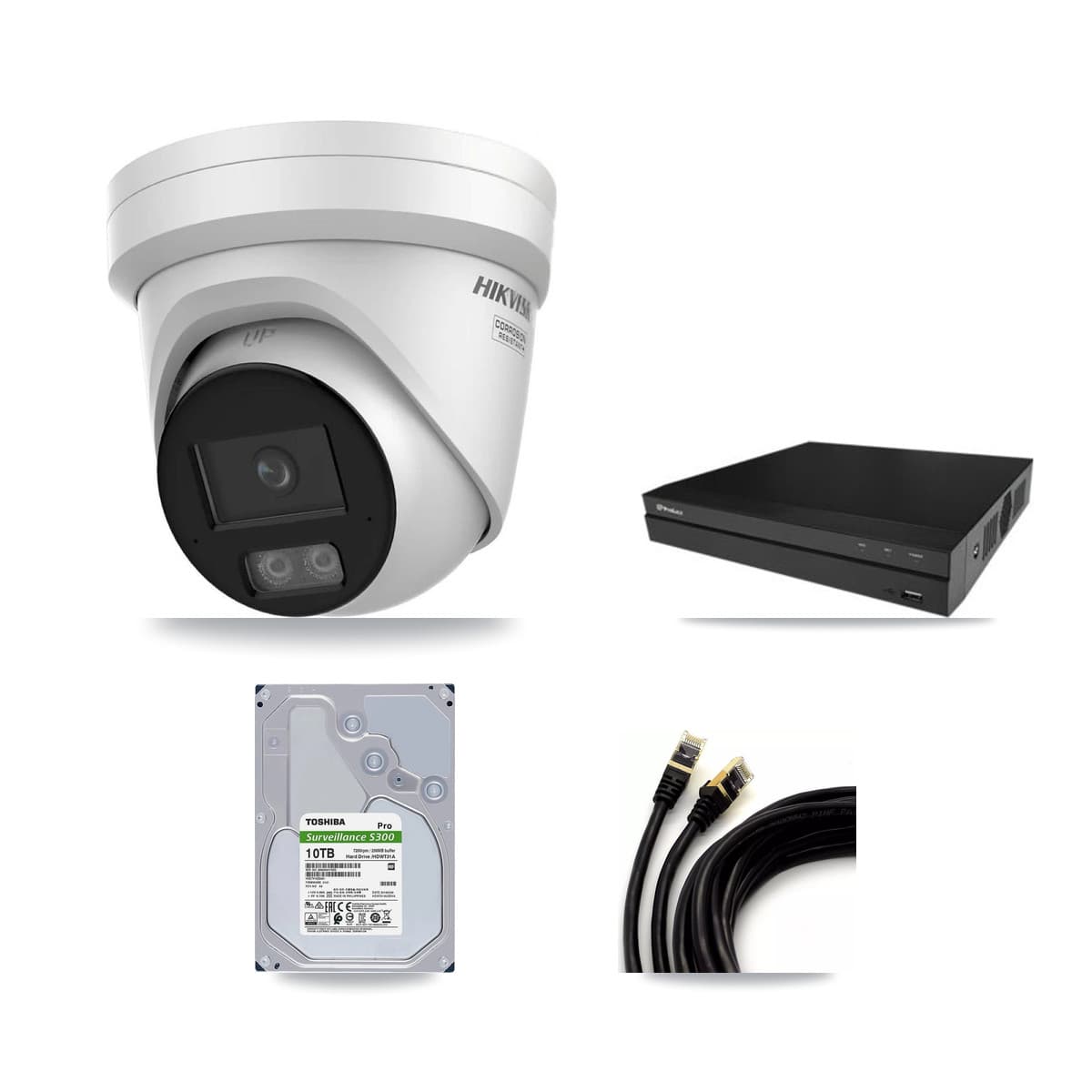 Hikvision & Prolux 16-Channel 4K CCTV Kit — 12 DS-2CD2387G3 Turret Cameras + 2× 10TB Recording