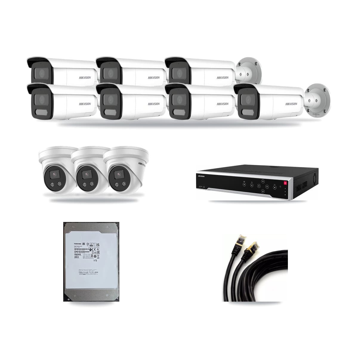 Hikvision 32-Channel 4MP – 5MP CCTV Kit — 7 4MP Bullet + 3 5MP Turret Cameras + 14TB Recording - Image 1