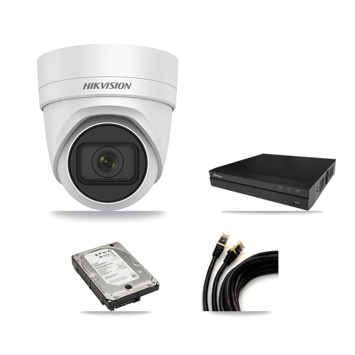 Hikvision & Prolux 16-Channel 4MP CCTV Kit — 4 DS-2CD2H45FWD Turret Cameras + 5TB Recording