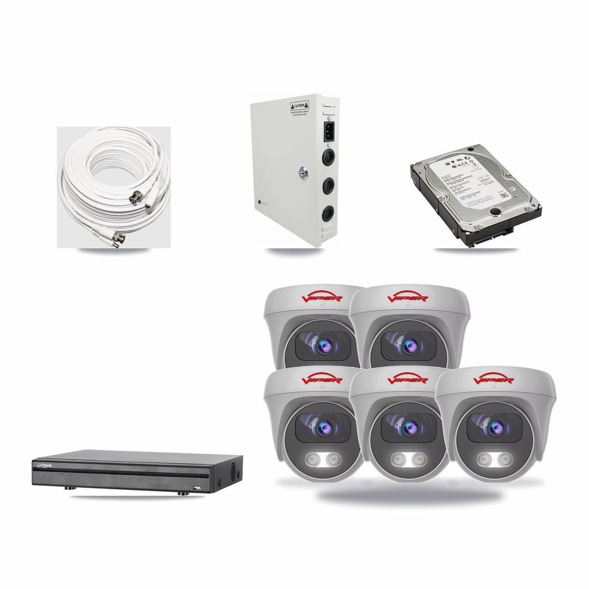Dahua 8-channel CCTV kit: 5 cameras (5× 5MP Camera), 5TB hard drive