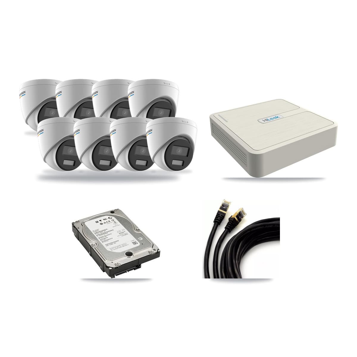 Hikvision & HiLook 8-Channel 2MP CCTV Kit — 8 Turret Cameras + 5TB Recording (NVR-108H-D Recorder) - Image 1