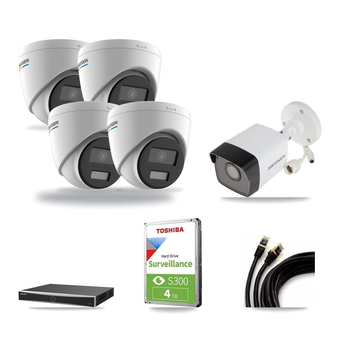 Hikvision 16-Channel 2MP – 5MP CCTV Kit — 1 5MP Bullet + 4 2MP Turret Cameras + 4TB Recording (DS-7616NXI Recorder) - Image 1