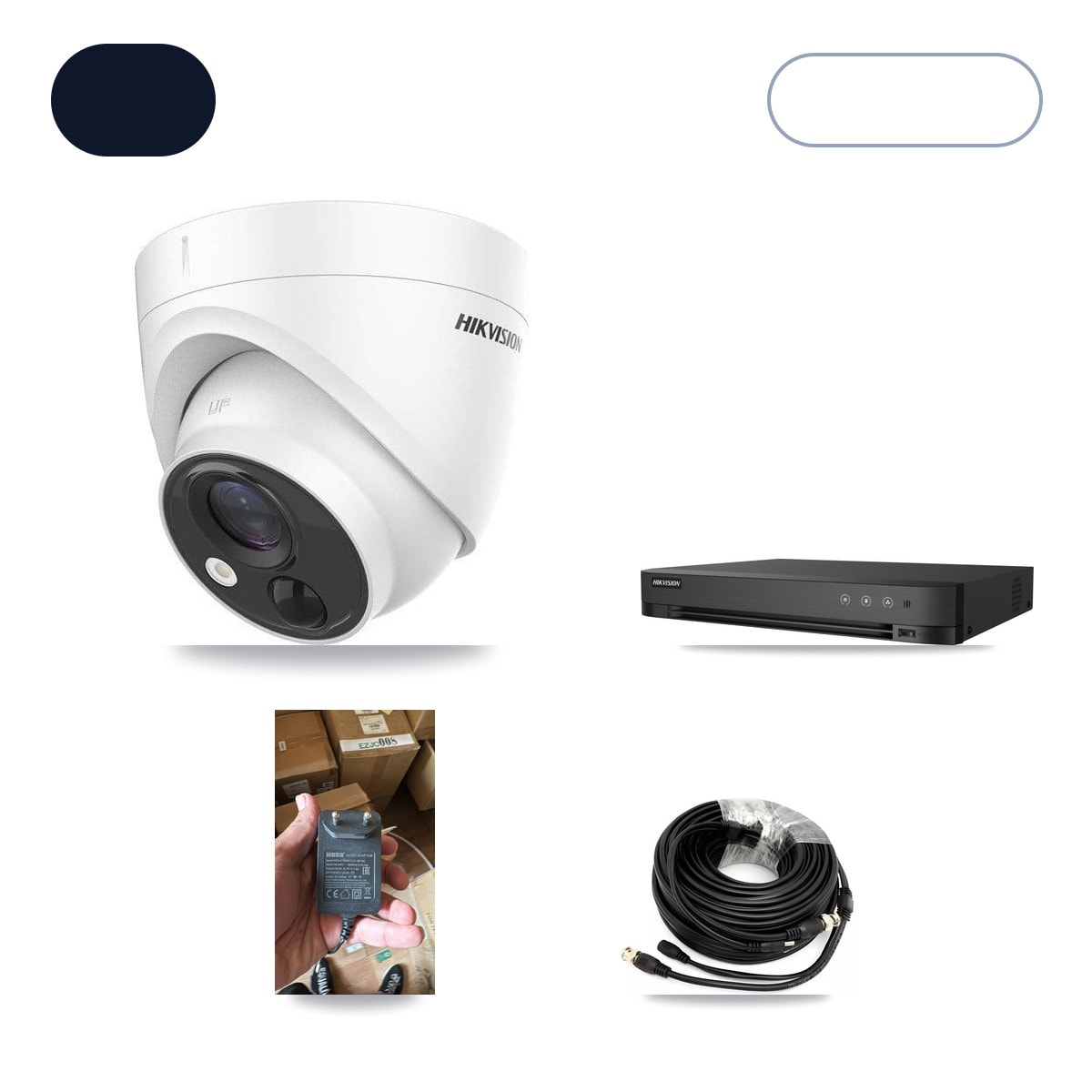 Hikvision iDS-7204HQHI-M1/XT 4-Channel DVR CCTV Kit — 1× DS-2CE71H0T-PIRLO 5MP Camera + 2TB HDD