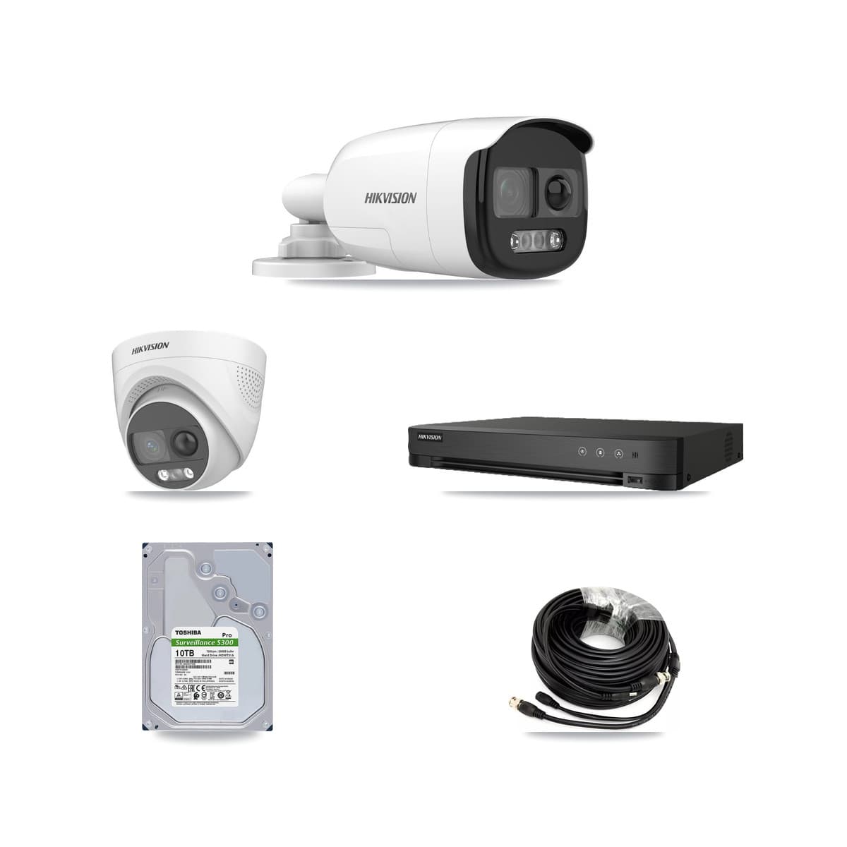 Hikvision 8-Channel 5MP CCTV Kit — 4 DS-2CE12KF3T Bullet + 4 DS-2CE72KF3T Turret Cameras + 10TB Recording (IDS-7208HQHI Recorder)