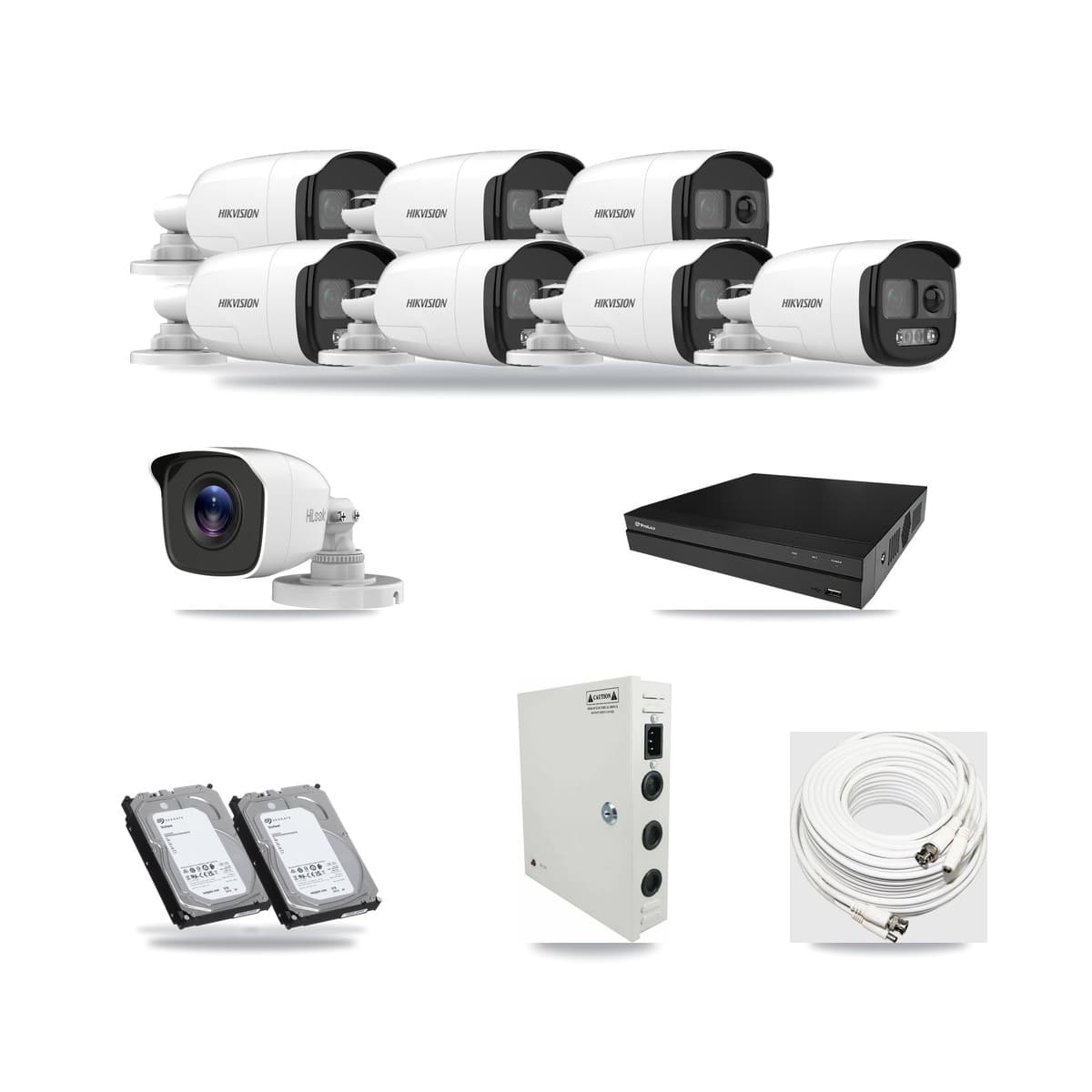 8-Channel 4MP – 5MP CCTV Kit — 7 5MP + 1 4MP Bullet Cameras + 2× 6TB Recording - Image 1