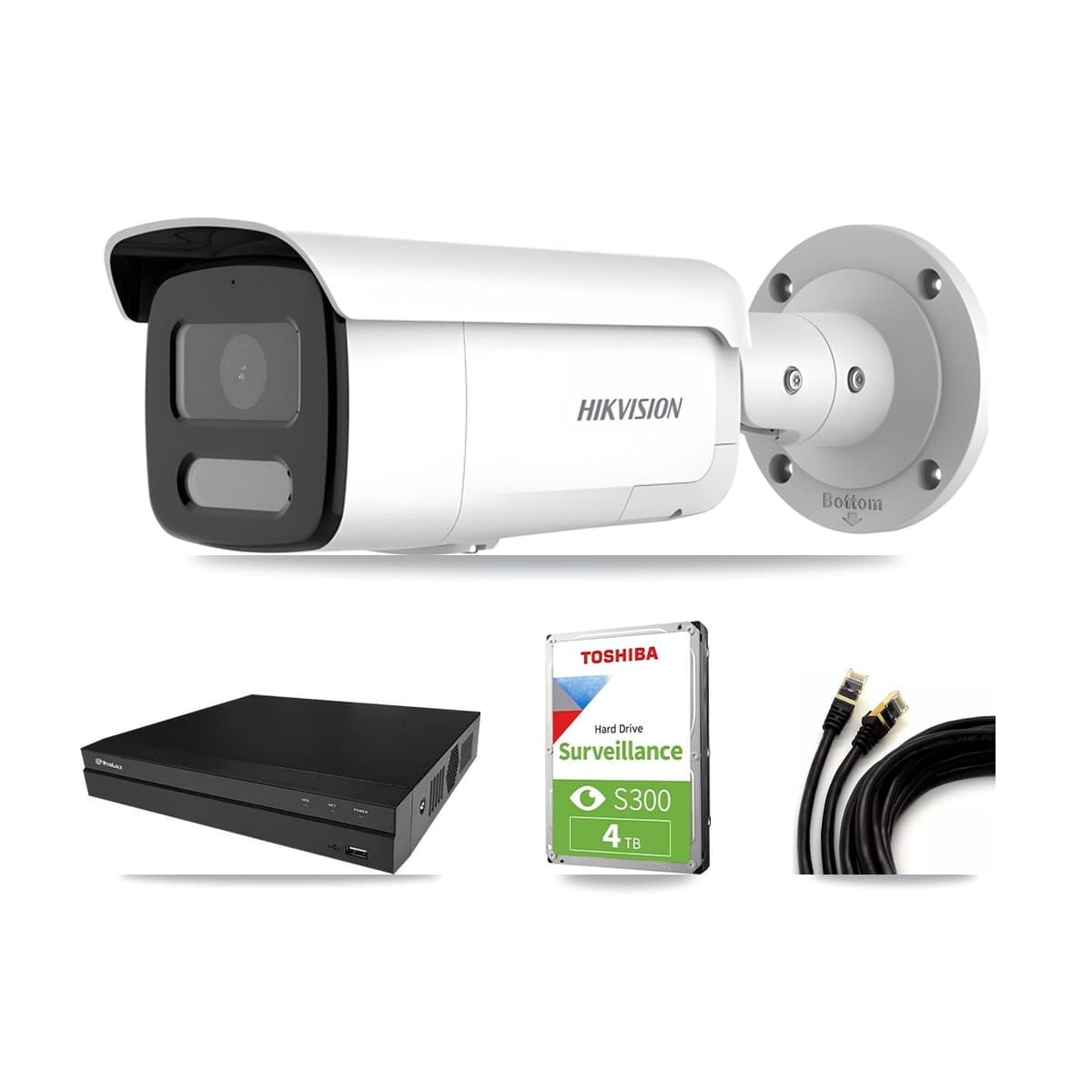 Hikvision & Prolux 8-Channel 4MP – 4K CCTV Kit — 1 4MP + 1 4K Bullet Cameras + 4TB Recording