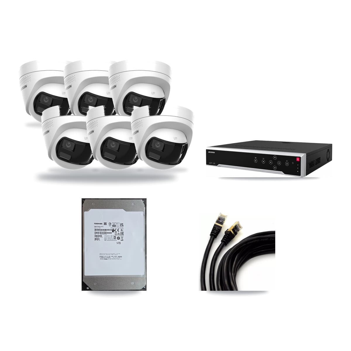 Hikvision 32-Channel 4K CCTV Kit — 6 DS-2CD1383G2P Turret Cameras + 14TB Recording - Image 1