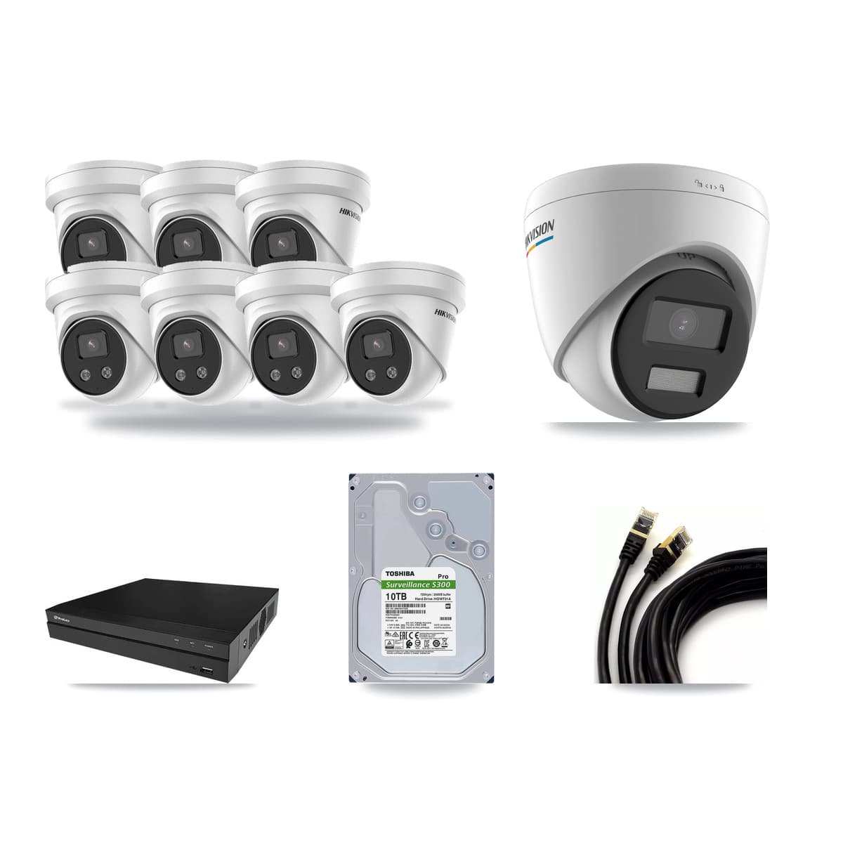 Hikvision & Prolux 8-Channel 2MP – 5MP CCTV Kit — 1 2MP + 7 5MP Turret Cameras + 10TB Recording - Image 1