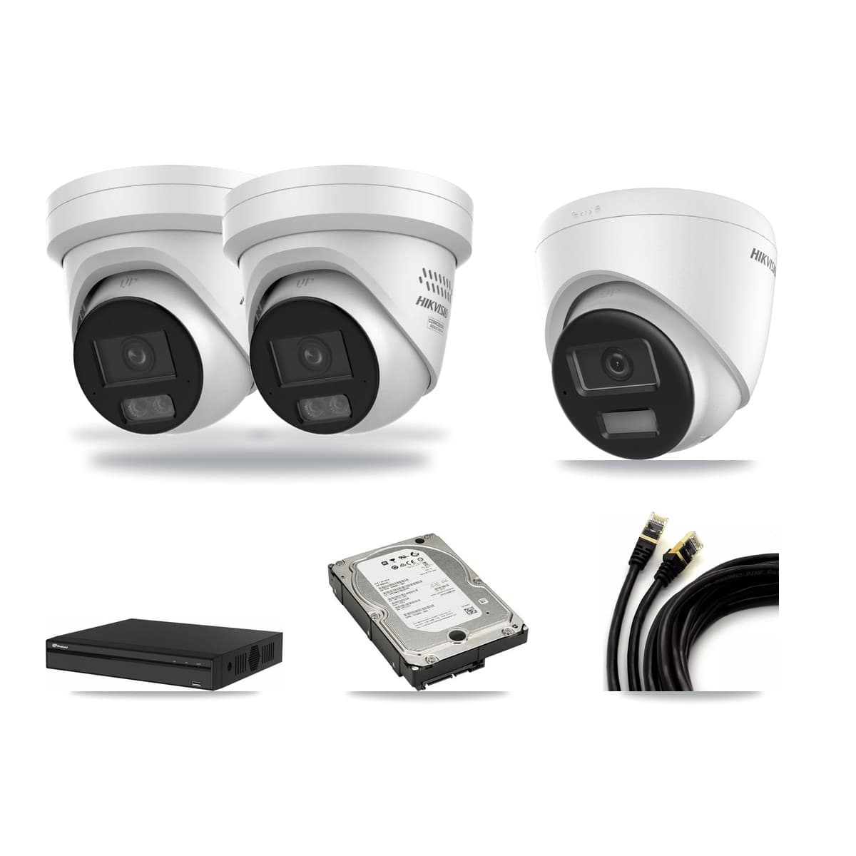 Hikvision & Prolux 4-Channel 4MP – 4K CCTV Kit — 1 4K + 2 4MP Turret Cameras + 5TB Recording - Image 1