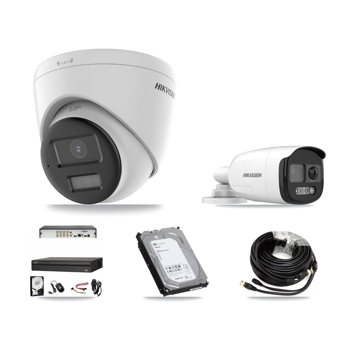 Hikvision & Dahua 8-Channel 5MP – 4K CCTV Kit — 1 5MP Bullet + 3 4K Turret Cameras + 6TB Recording