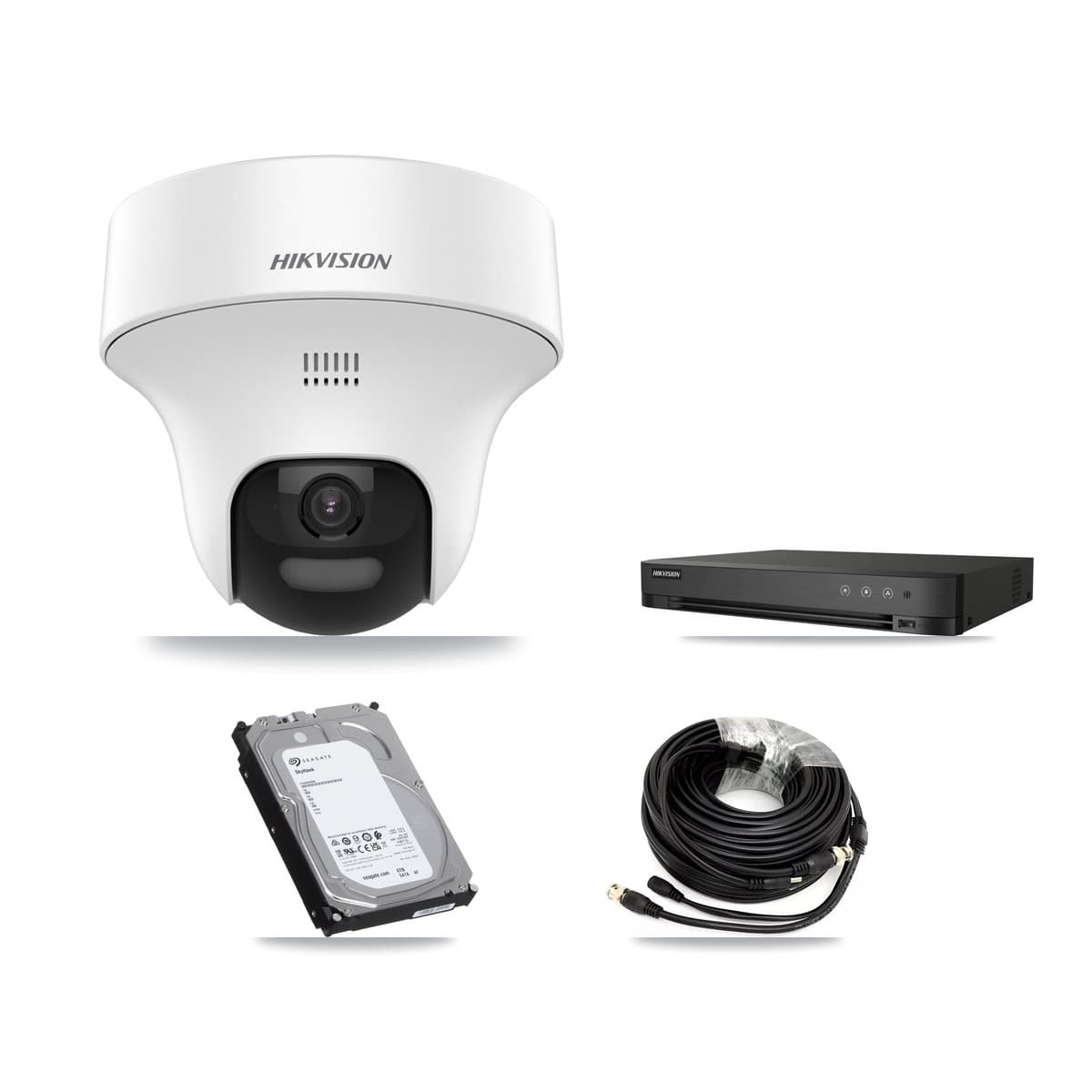 Hikvision 4-Channel 5MP CCTV Kit — 3 DS-2CE70K0T Turret Cameras + 6TB Recording (IDS-7204HUHI Recorder)