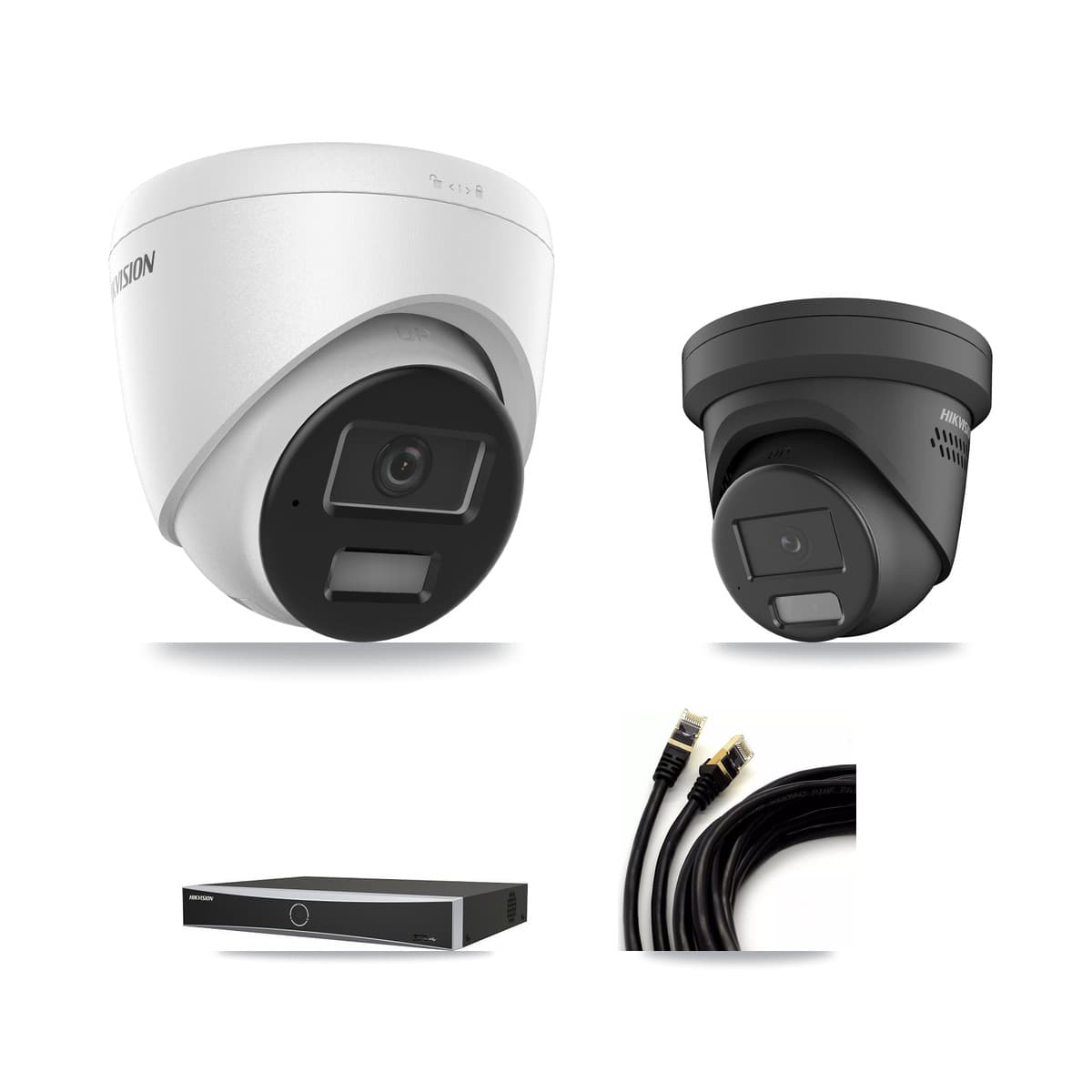 Hikvision 4-Channel 4MP CCTV Kit — 1 DS-2CD1343G2 + 1 DS-2CD2347G2 Turret Cameras + 3TB Recording - Image 1