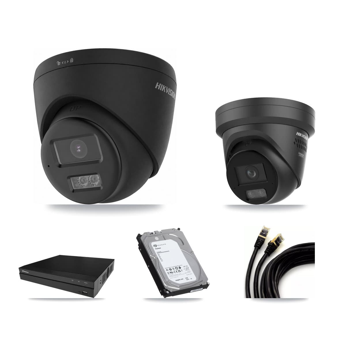 Hikvision & Prolux 8-Channel 4K CCTV Kit — 1 Black DS-2CD1383G2 + 1 Black DS-2CD2387G3 Turret Cameras + 6TB Recording - Image 1