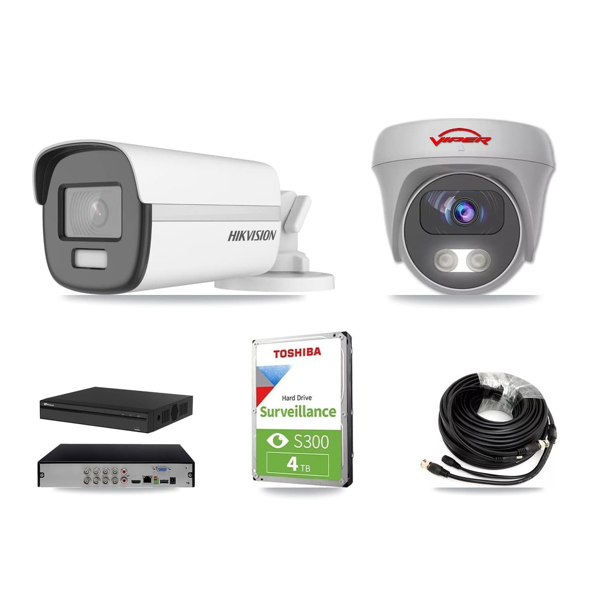 8-Channel 5MP – 4K CCTV Kit — 1 4K Bullet + 1 White 5MP Cameras + 4TB Recording (PXD-5108HS Recorder) - Image 1