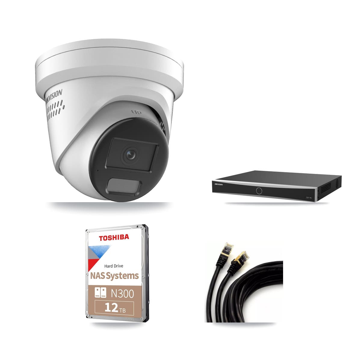 Hikvision 16-Channel 4K CCTV Kit — 9 DS-2CD2387G2H Turret Cameras + 2× 12TB Recording (DS-7616NXI Recorder)