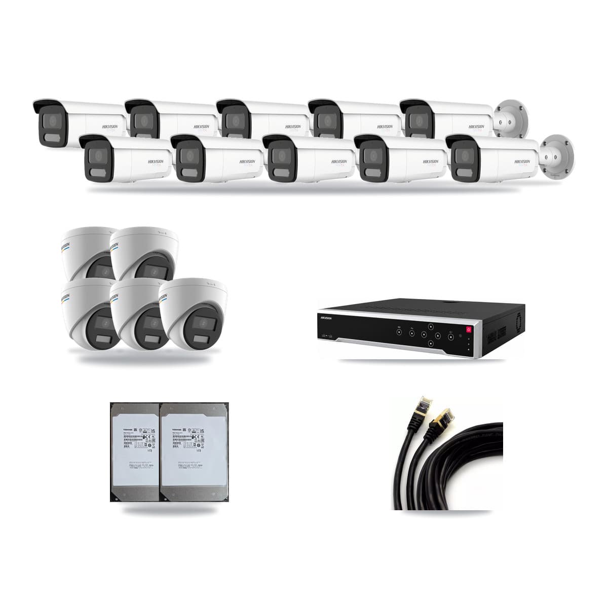 Hikvision 32-Channel 2MP – 4K CCTV Kit — 5 2MP Turret + 10 4K Bullet Cameras + 2× 14TB Recording - Image 1