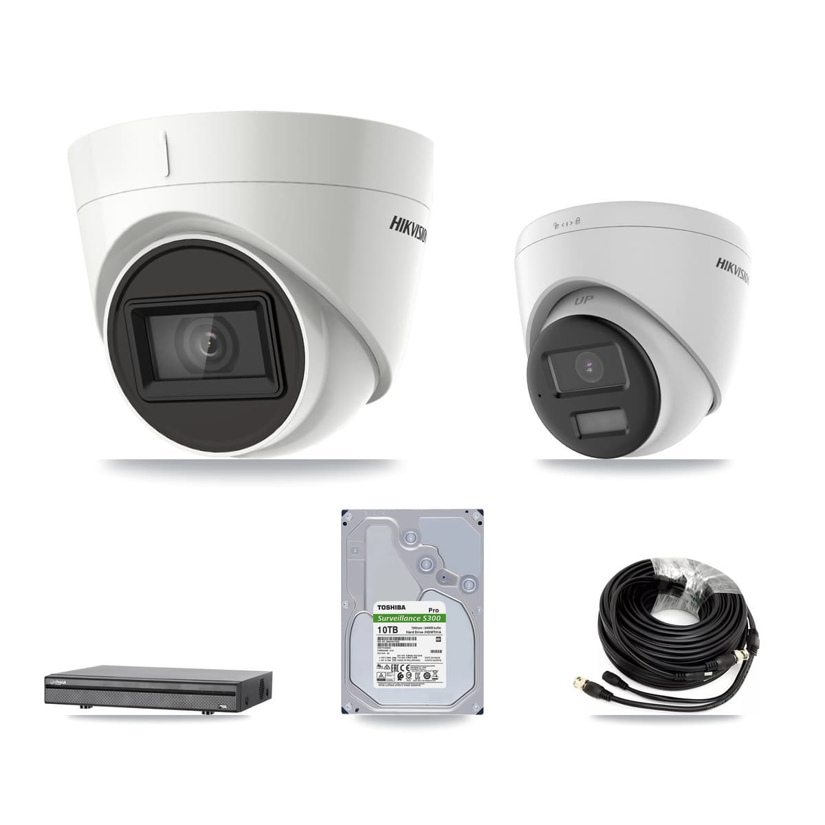 Hikvision & Dahua 8-Channel 4K CCTV Kit — 1 DS-2CE78U0T + 5 DS-2CE78U1T Turret Cameras + 10TB Recording - Image 1