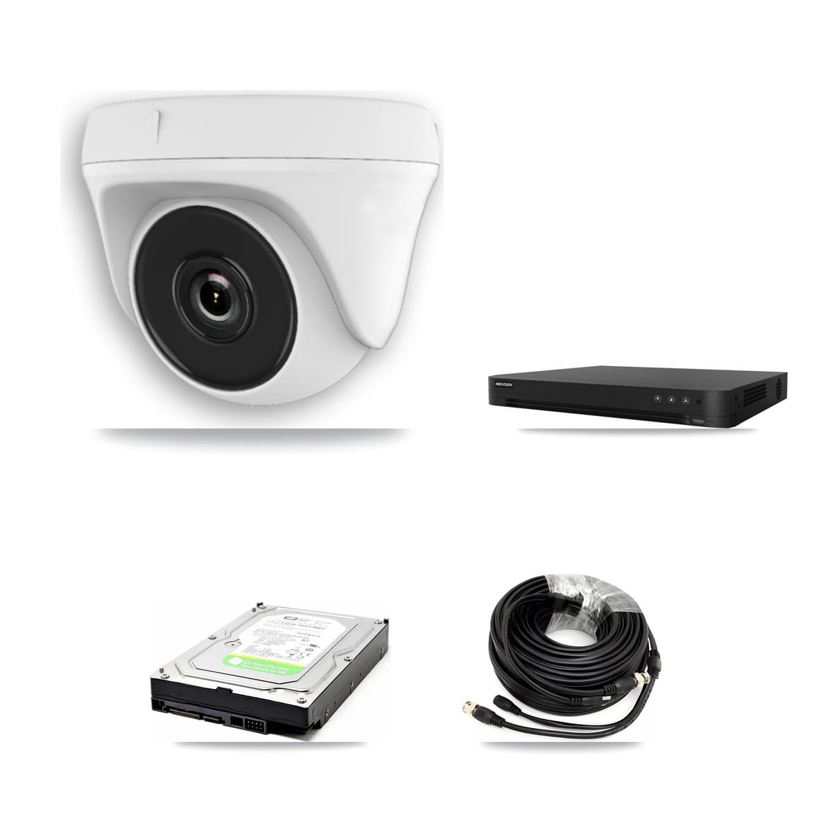 Hikvision 16-Channel 2MP CCTV Kit — 2 White Dome Cameras + 1TB Recording (DS-7216HGHI Recorder)