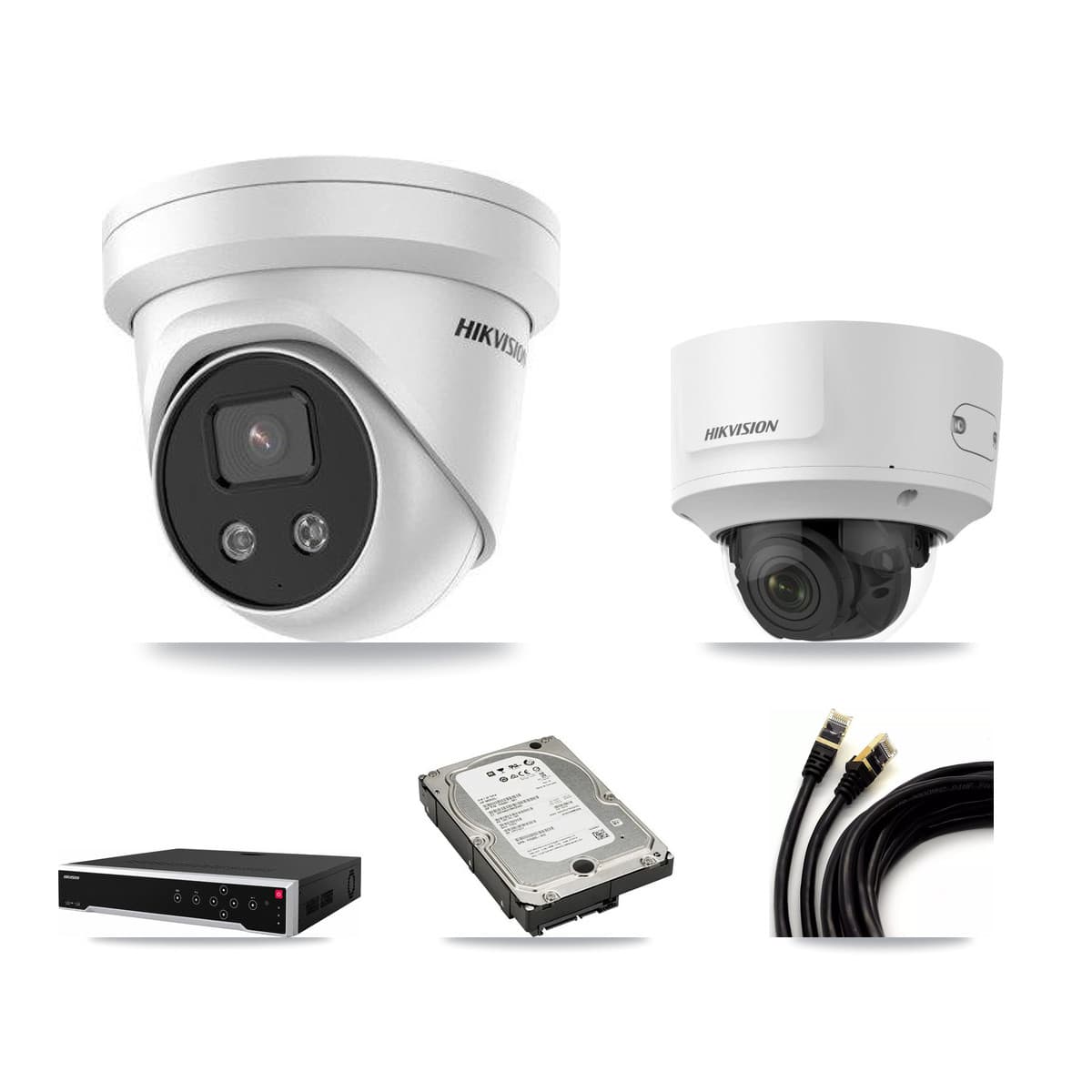 Hikvision 32-Channel 2MP – 5MP CCTV Kit — 1 2MP Dome + 3 5MP Turret Cameras + 5TB Recording