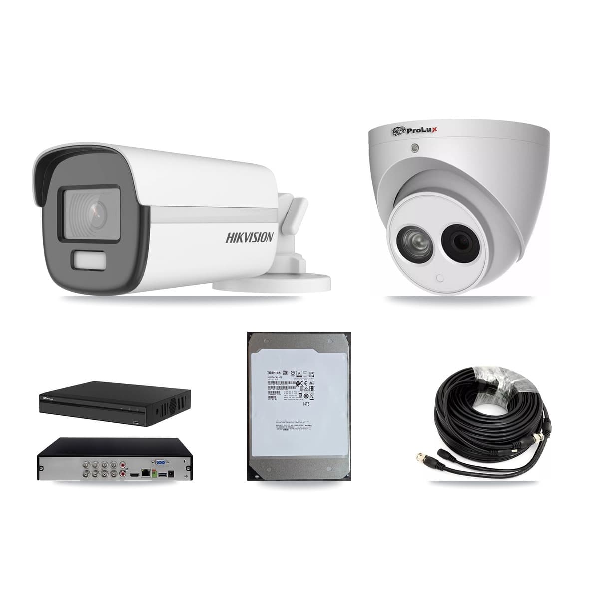Hikvision & Prolux 8-Channel 4MP – 4K CCTV Kit — 5 4K Bullet + 2 4MP Turret Cameras + 14TB Recording - Image 1