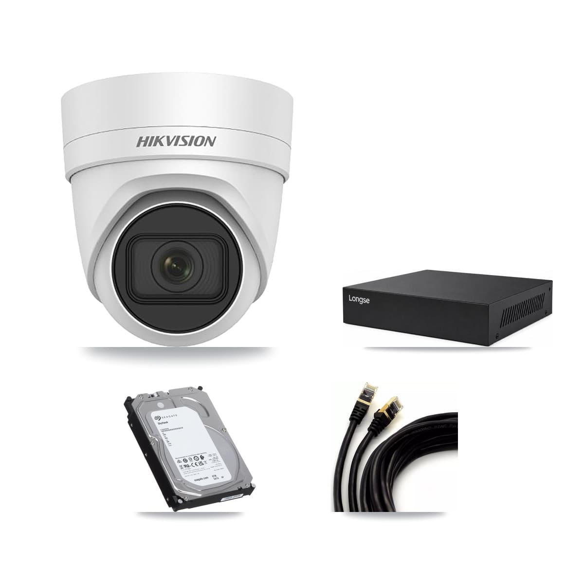 Hikvision & Longse 8-Channel 4MP CCTV Kit — 5 DS-2CD2H45FWD Turret Cameras + 6TB Recording