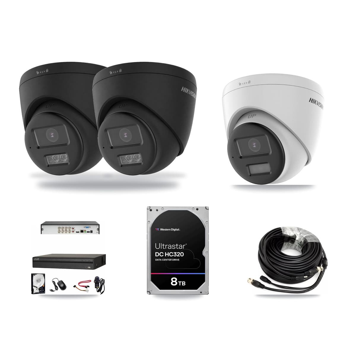 Hikvision & Dahua 8-Channel 4K CCTV Kit — 1 DS-2CE78U0T + 2 DS-2CE78U0T Turret Cameras + 8TB Recording - Image 1